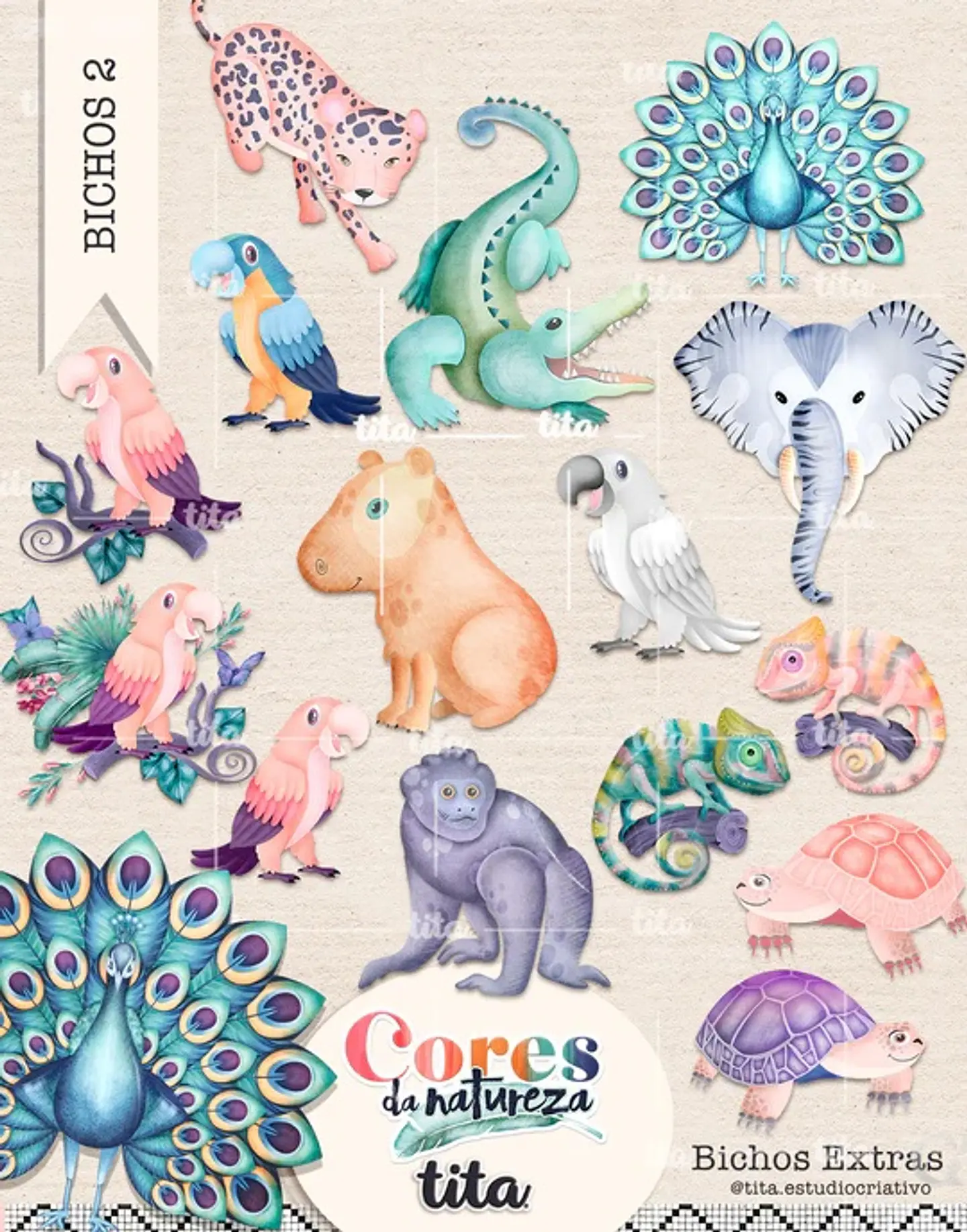 Kit Digital Bichos Cores da Natureza 26 1