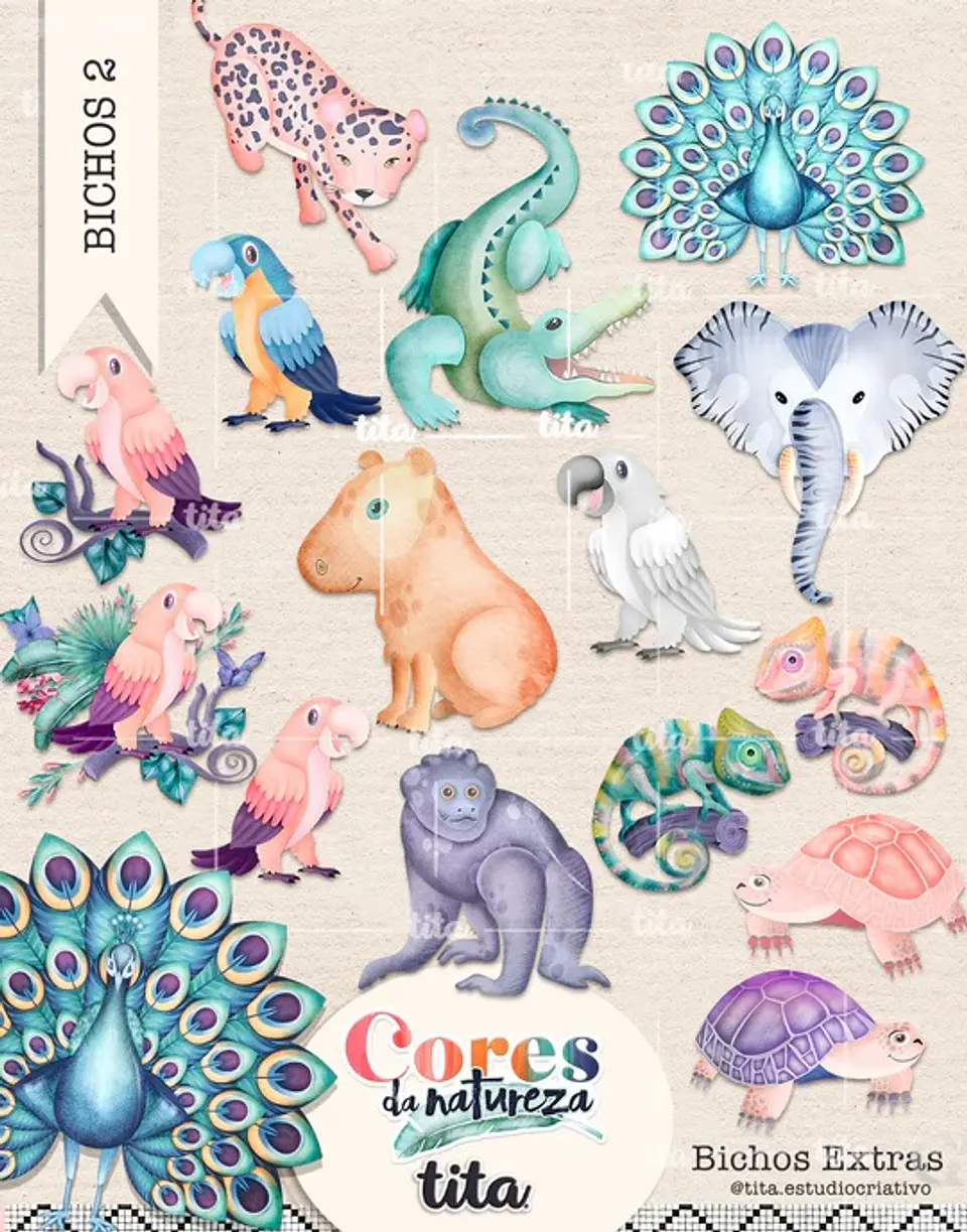 Kit Digital Bichos Cores da Natureza 26 1