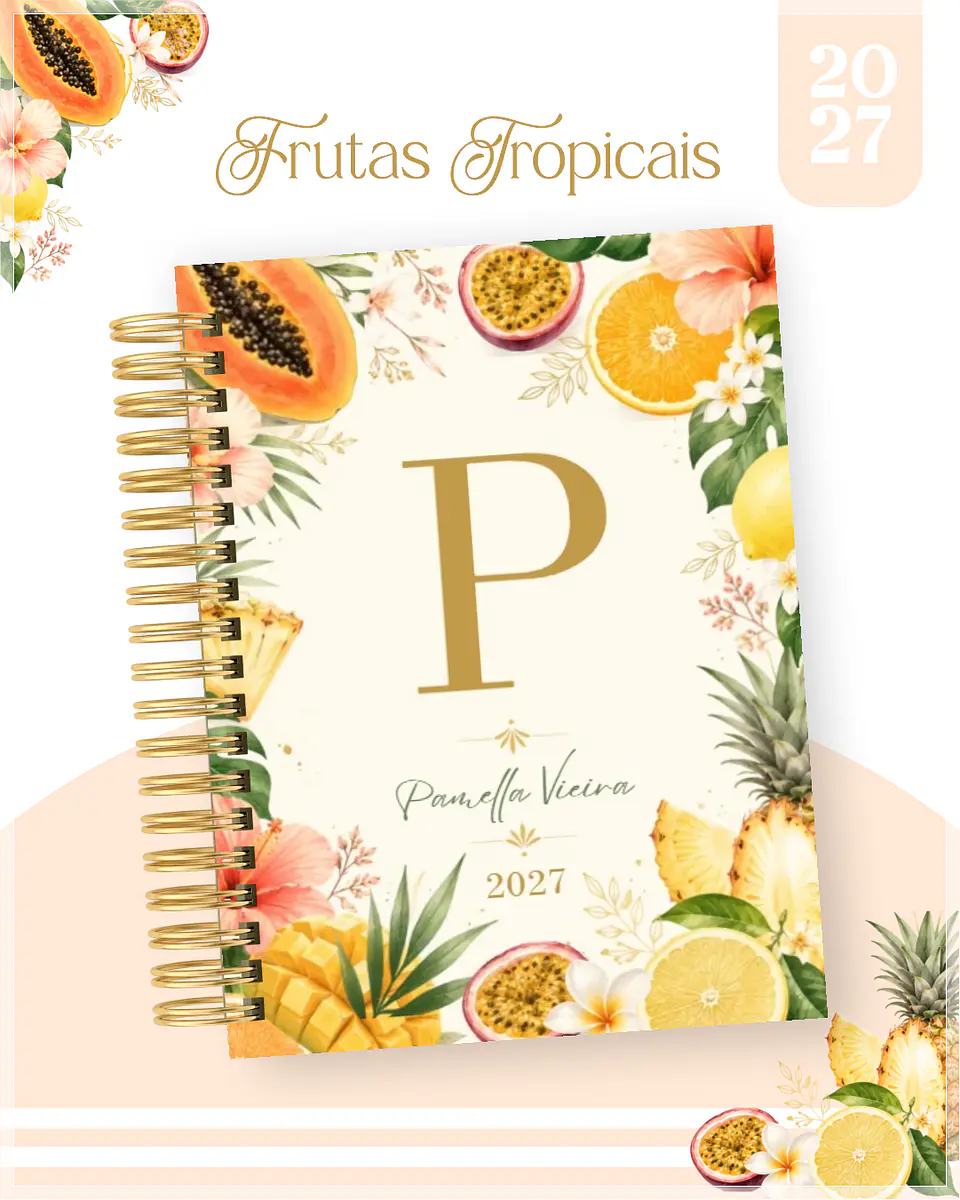 Encadernação - Agenda , Bloquinho , Calendário e Planner Frutas Tropicais 1