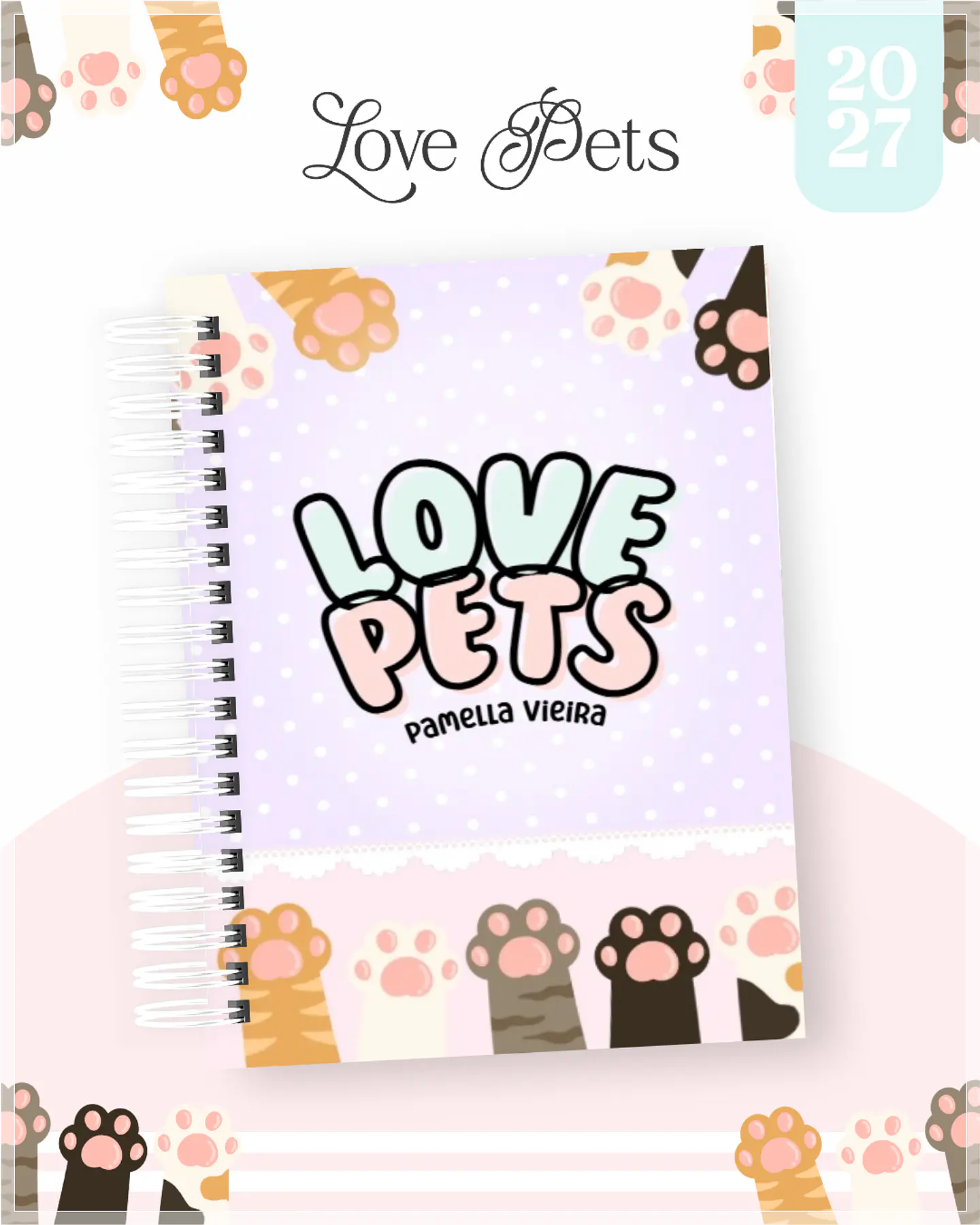 Encadernação - Agenda , Bloquinho , Calendário e Planner Love Pets 1