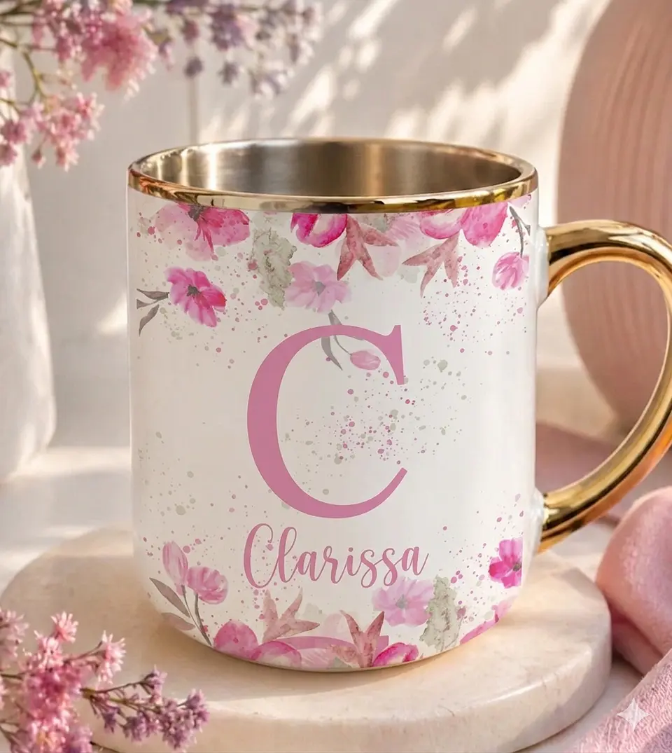 Sublimação Caneca - Floral Rosa 1