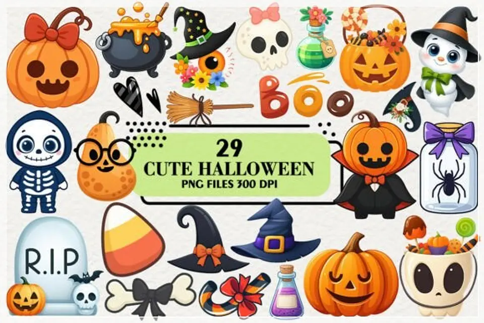 Kit Digital Cute Halloween Sublimation Clipart 3 1