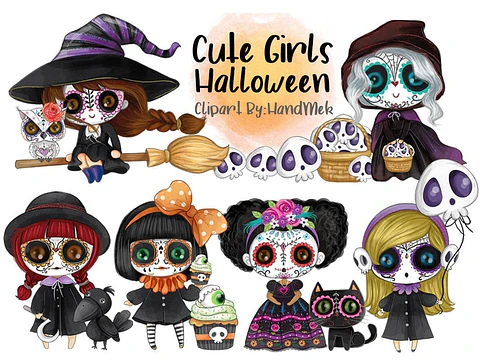 Kit Digital Cute Girls Halloween 3