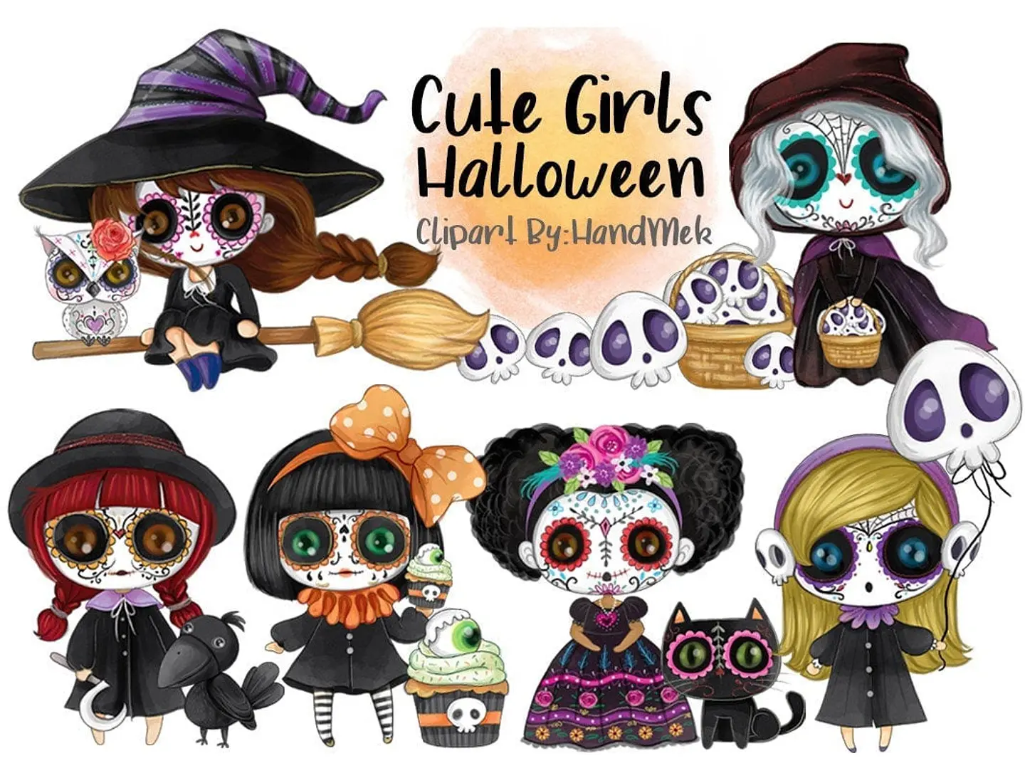 Kit Digital Cute Girls Halloween 3 1
