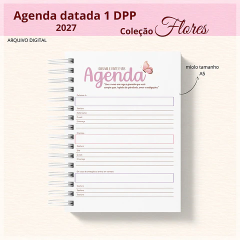 Encadernação - Agenda Datada 27 Coleção Flores