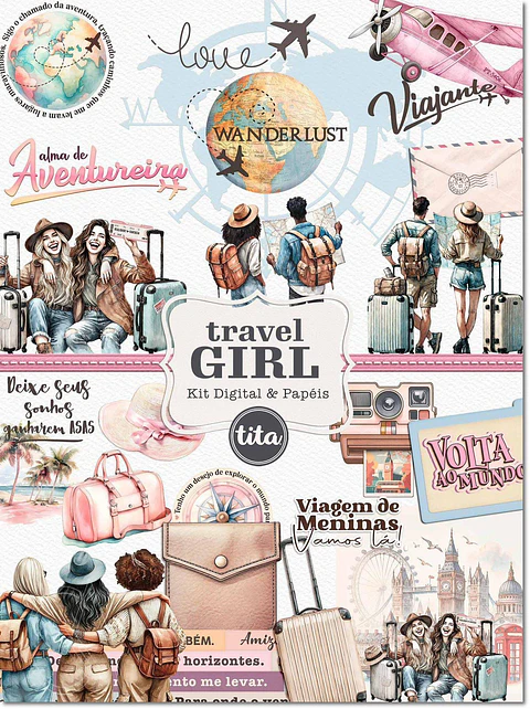 Kit Digital Viagem Travel Girl 285