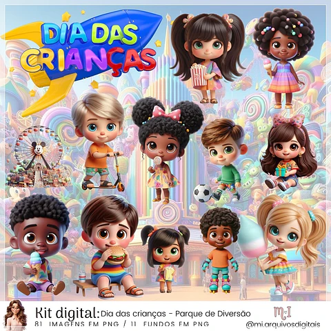 Kit Digital Dia das Crianças Parque de Diversão 4