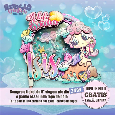 Arquivo de Corte Topo de Bolo Sereia 70