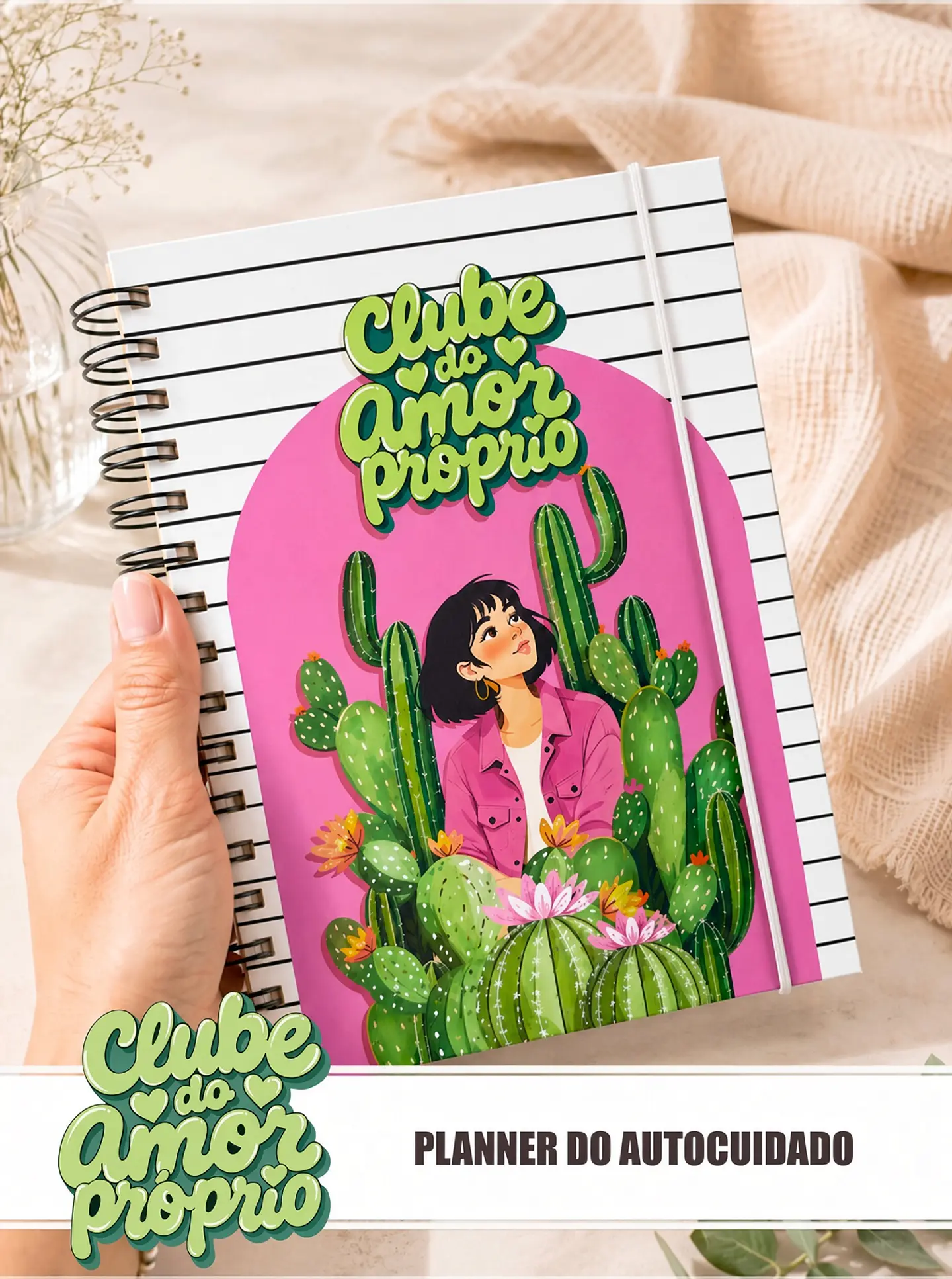 Encadernação - Planner Cactos Auto Cuidado 1