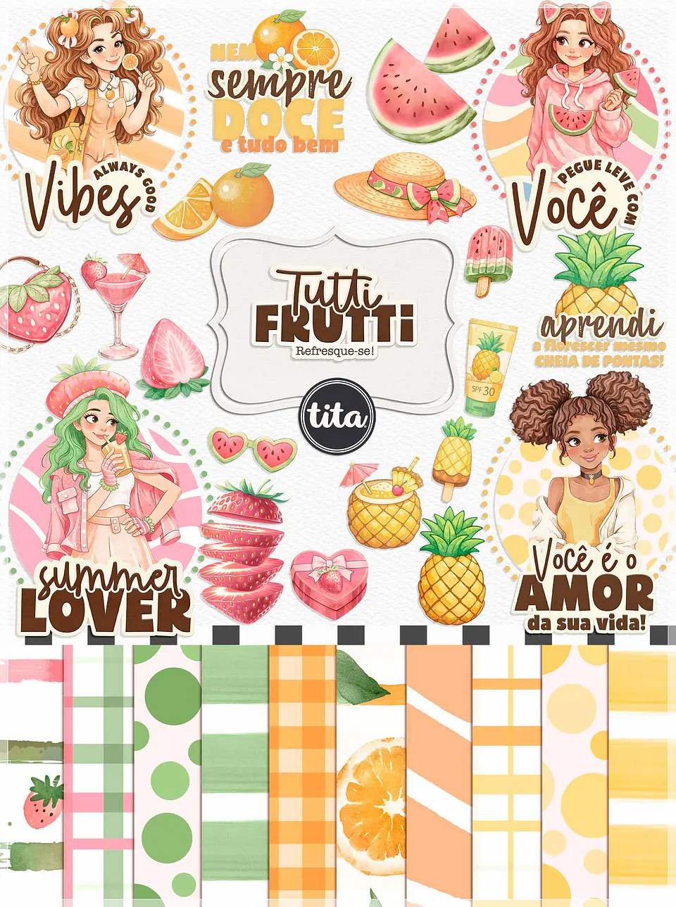 Kit Digital Bonequinhas Frutas Frutinhas Tutti Frutti Combo 28 1