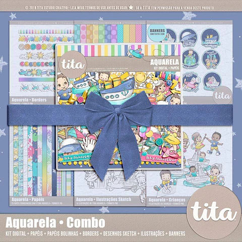 Kit Digital Aquarela • Combo 19