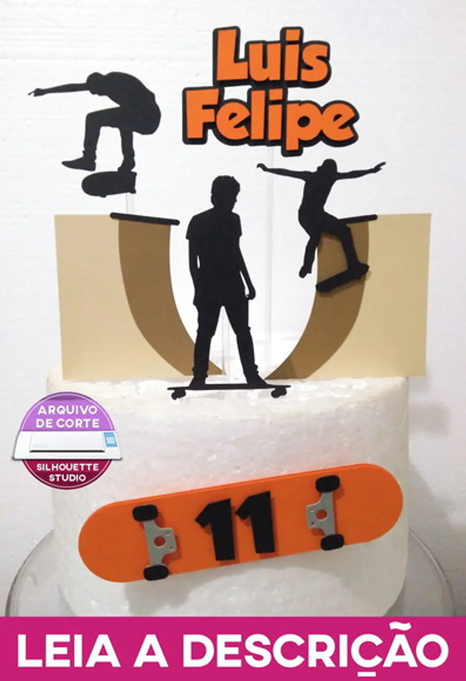 Arquivo de Corte Topo de Bolo Skatista Skate 6 1