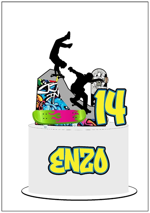 Arquivo de Corte Topo de Bolo Skatista Skate 5