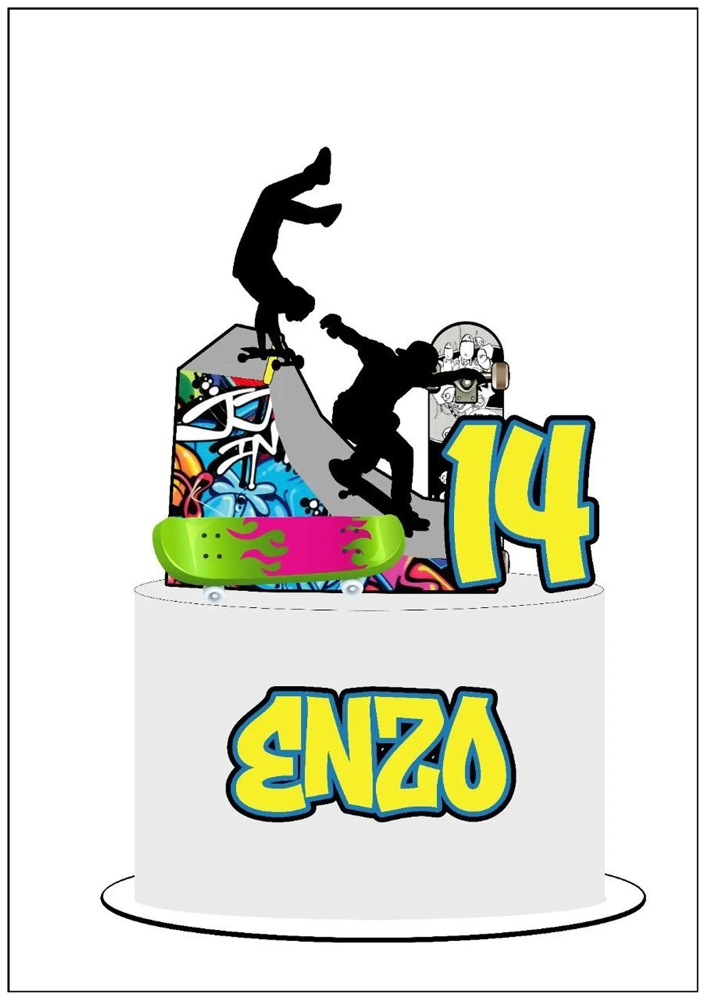 Arquivo de Corte Topo de Bolo Skatista Skate 5 1