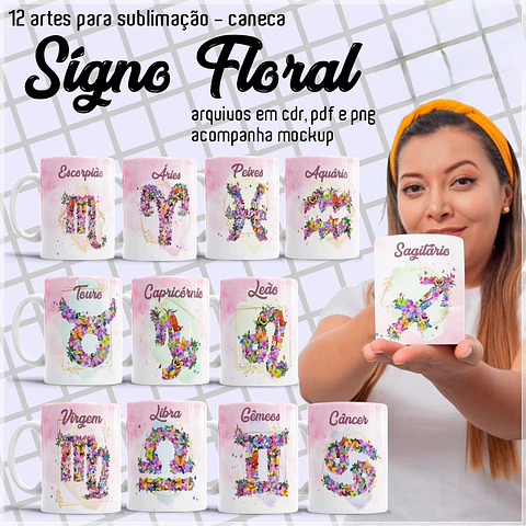 Sublimação - Canecas Signos Floral