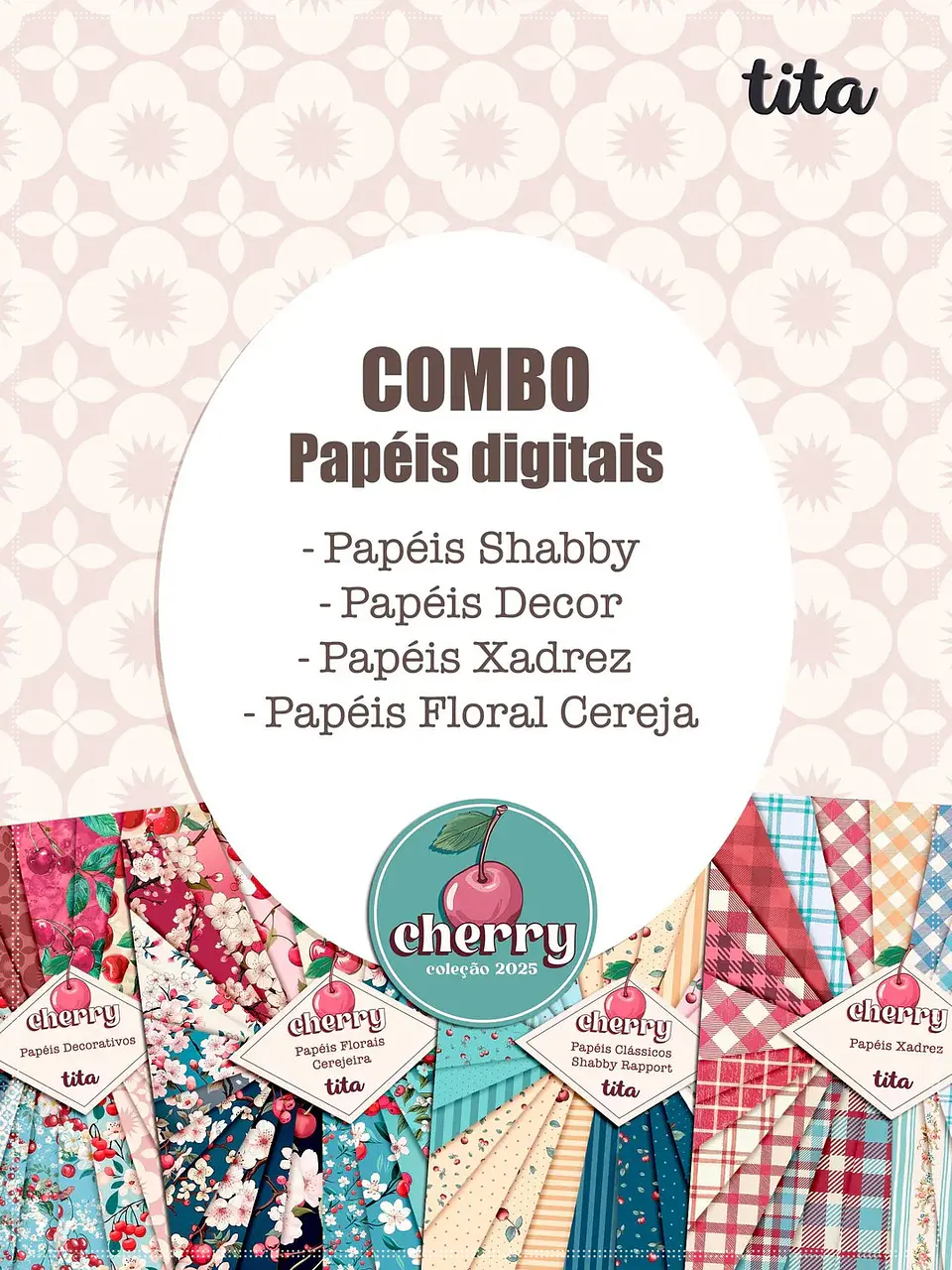 Kit Digital Cerejinha Cherry Papéis Extras 45 1