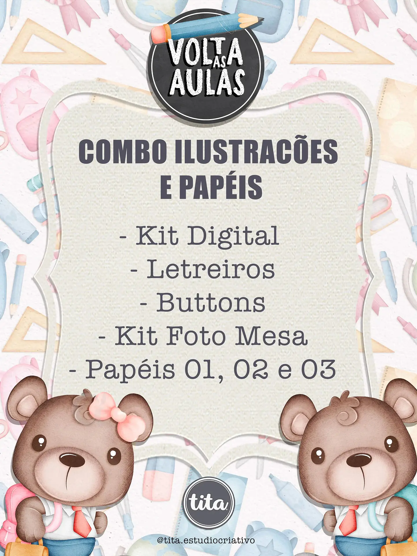 Kit Digital Combo Ilustrações Volta as Aulas 81 1