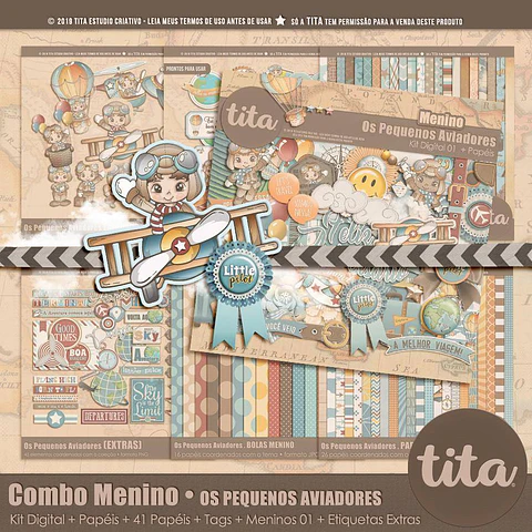 Kit Digital Os Pequenos Aviadores Combo Menino 212
