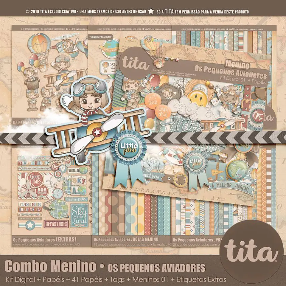 Kit Digital Os Pequenos Aviadores Combo Menino 212 1