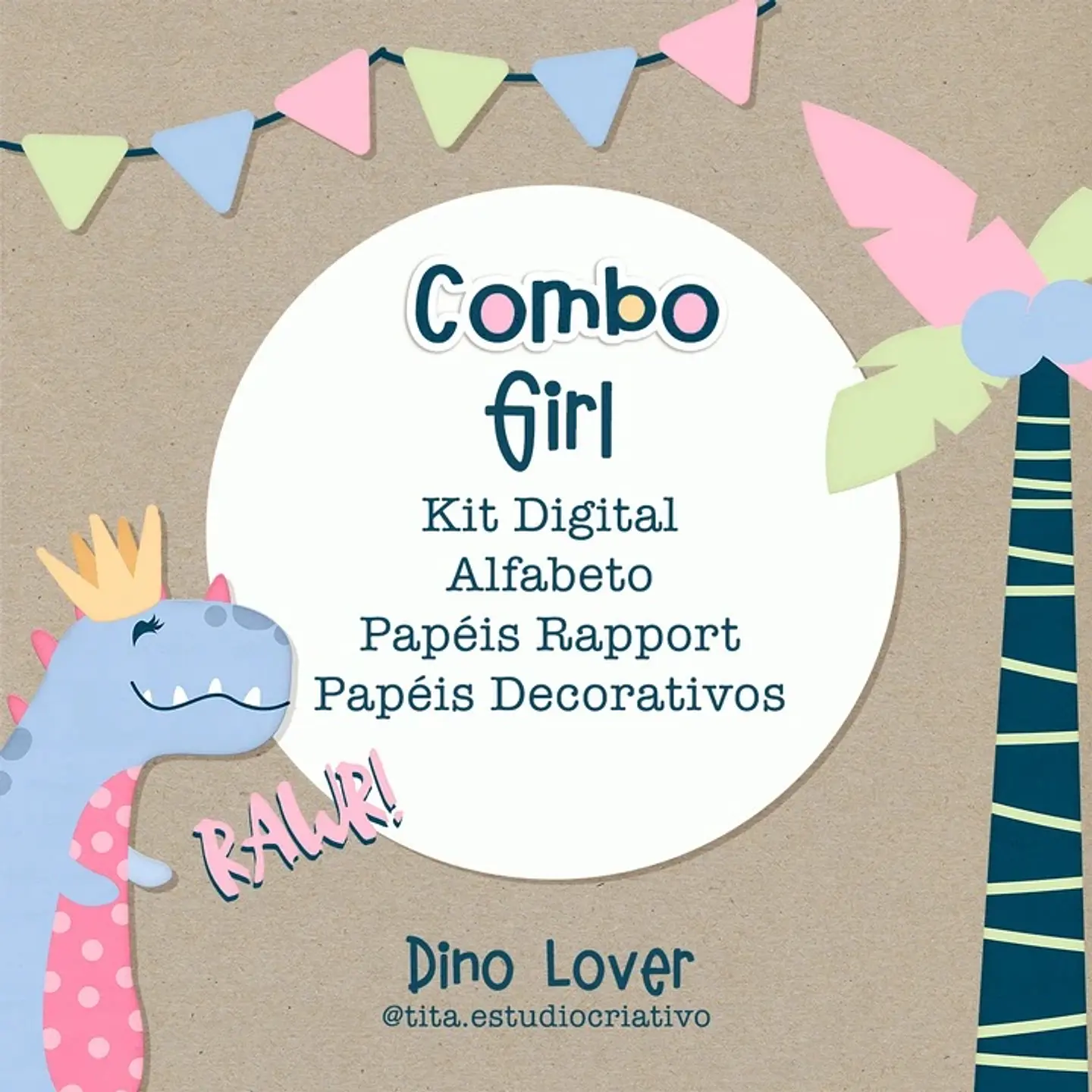 Kit Digital Combo Dino Menina 71 1