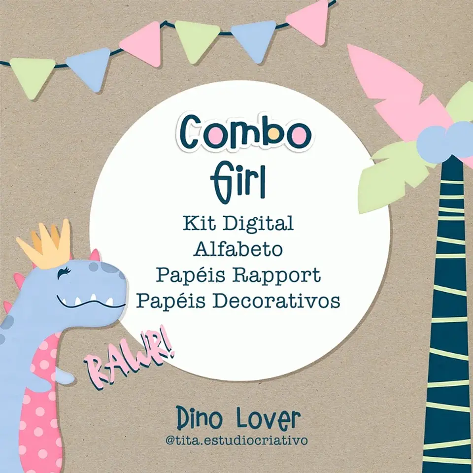 Kit Digital Combo Dino Menina 71 1