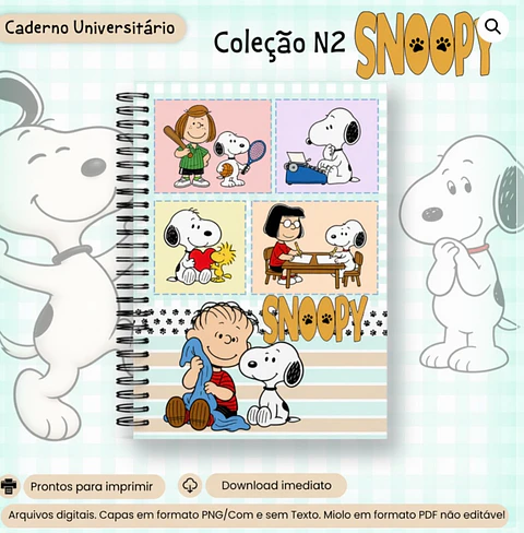 Encadernação - Caderno Universitário Colecão Snoopy N2