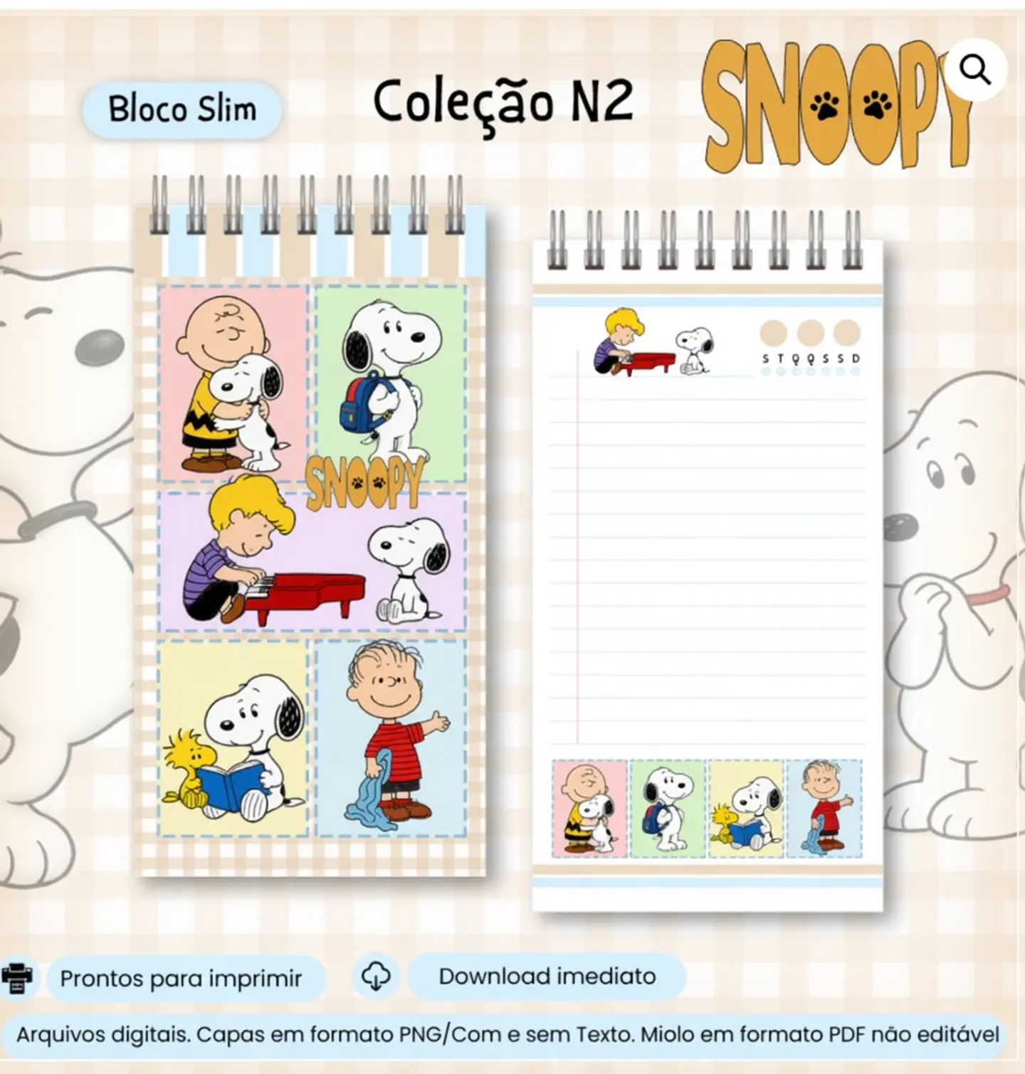 Encadernação - Bloco Slim Colecão N2 Snoopy 1