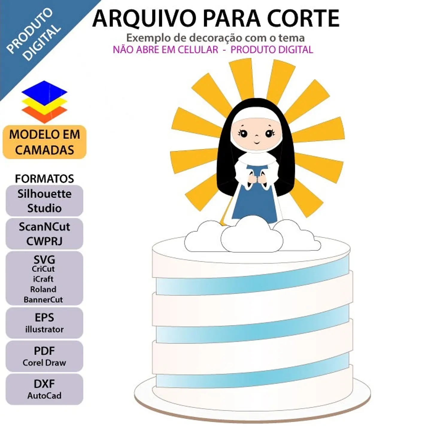 Arquivo de Corte Topo de Bolo Santa Santinhas Nossa Senhora 4 1