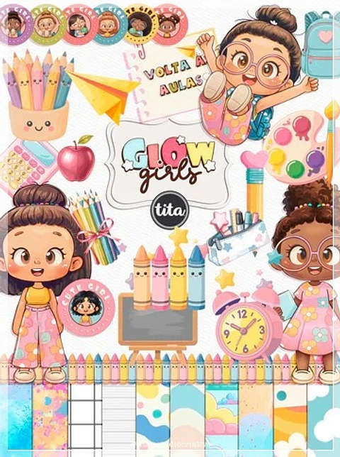 Kit Digital Bonequinhas Glow Girls Volta as Aulas 31