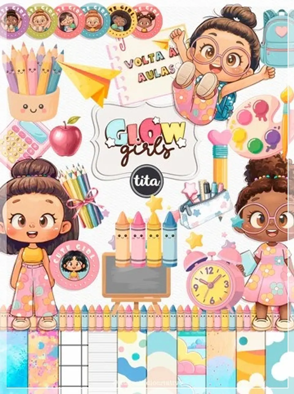 Kit Digital Bonequinhas Glow Girls Volta as Aulas 31 1