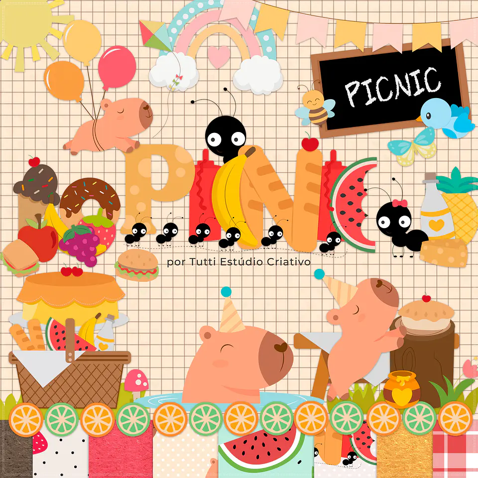 Kit Digital Picnic Capivara Coleção 40 1