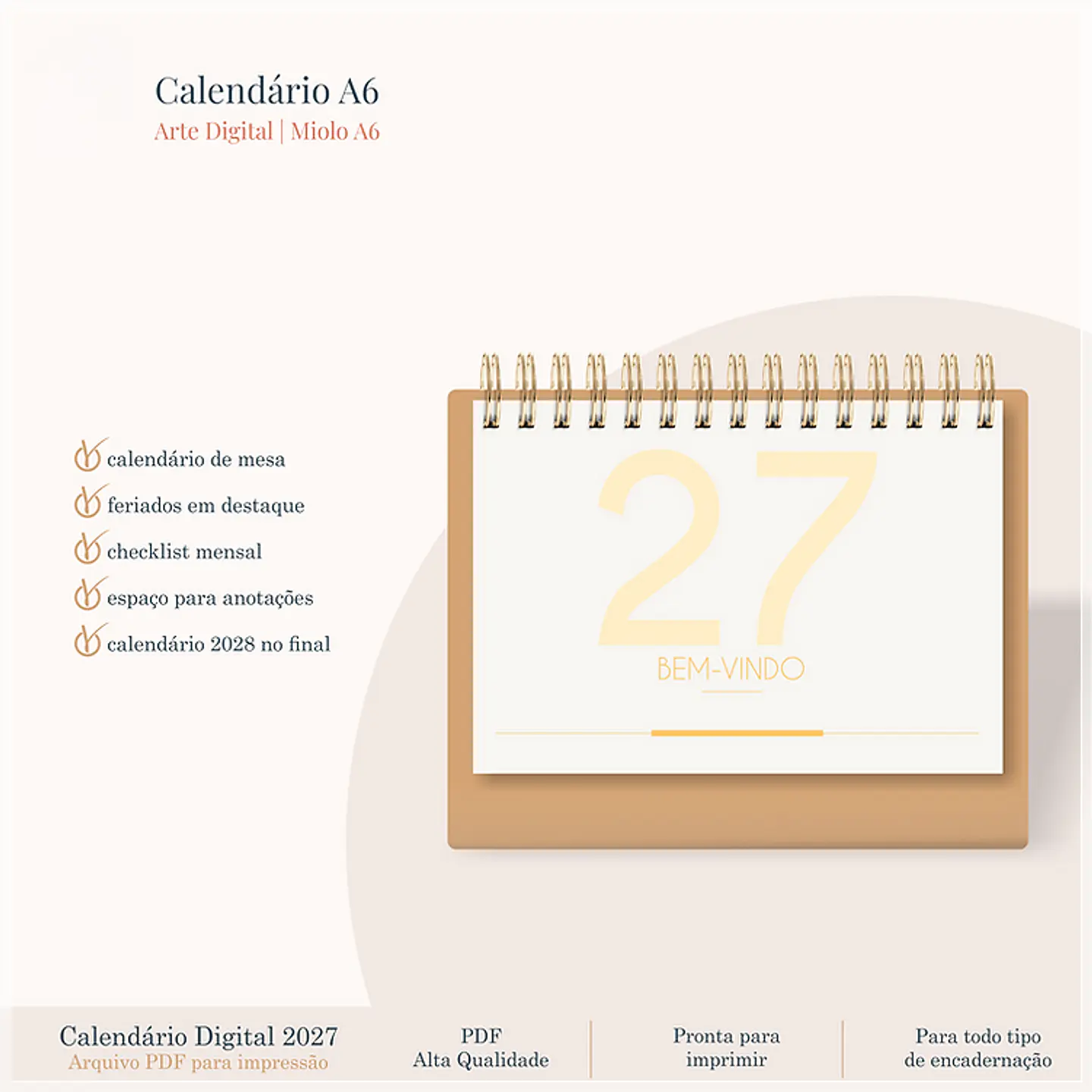 Encadernação - Calendário A6 Horizontal 1