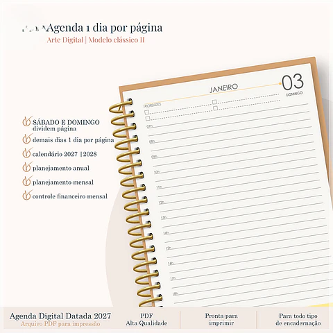 Encadernação - Agenda Clássica 2 Sab e Dom