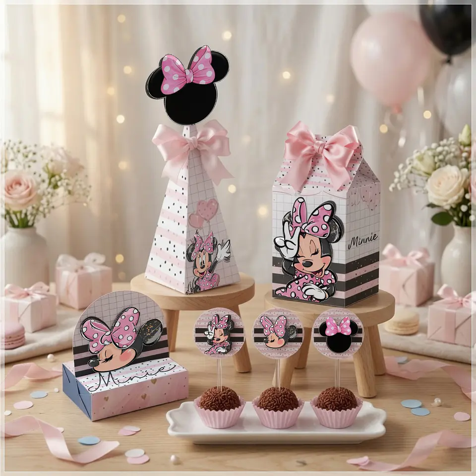 Arquivo de Corte Kit Festa Minnie Rosa 1