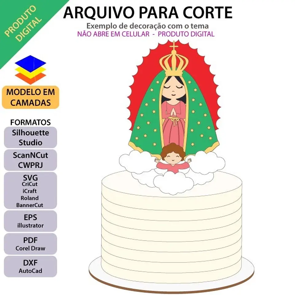 Arquivo de Corte Topo de Bolo Santa Santinhas Nossa Senhora 6 1