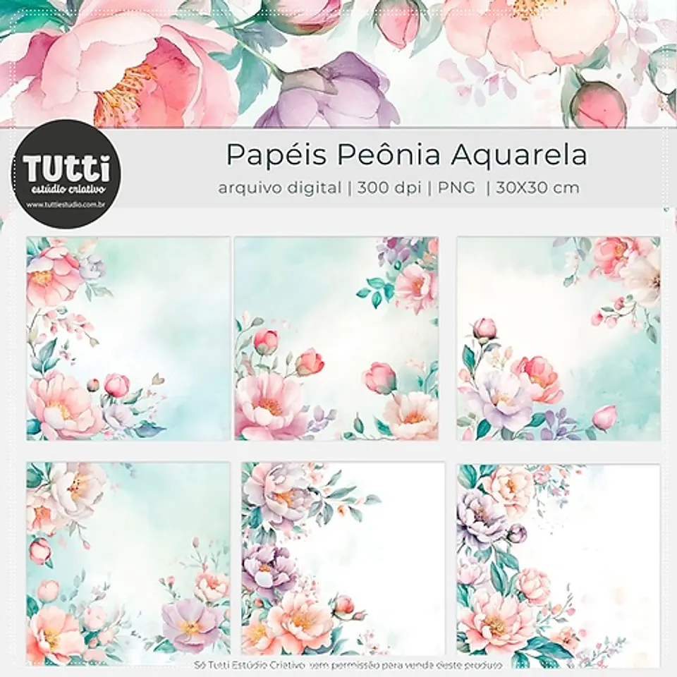 Kit Digital Peônia Aquarela 38 1