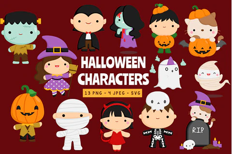 Kit Digital Halloween Characters 6