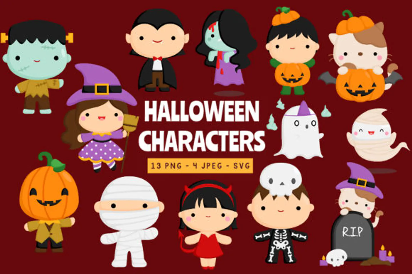 Kit Digital Halloween Characters 6 1
