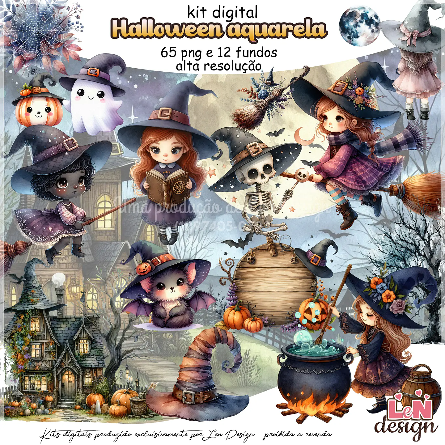 Kit Digital Halloween Aquarela 4 1