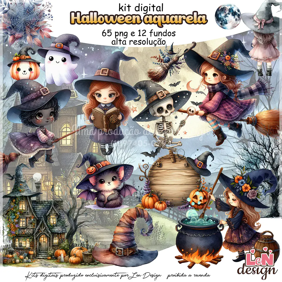 Kit Digital Halloween Aquarela 4 1