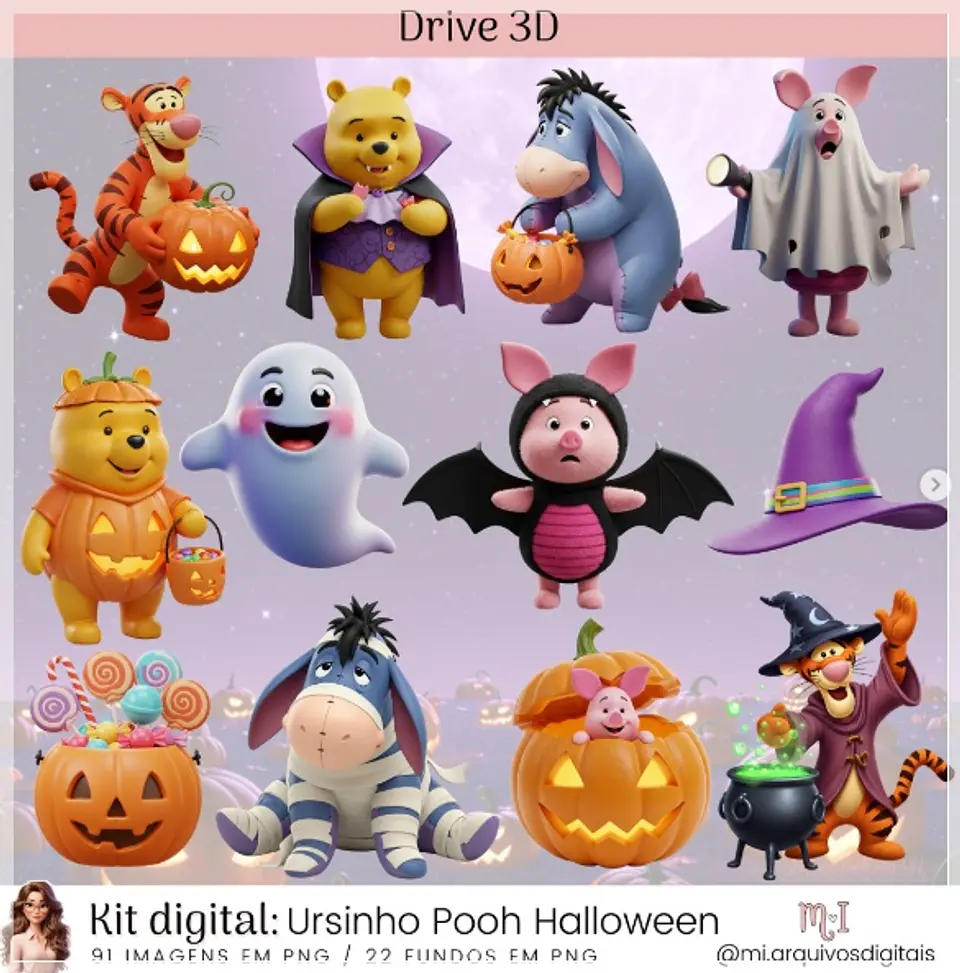 Kit Digital Ursinho Pooh Halloween 17 1