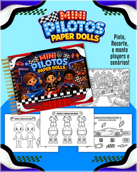 Encadernação - Paper Dolls colorir Carros