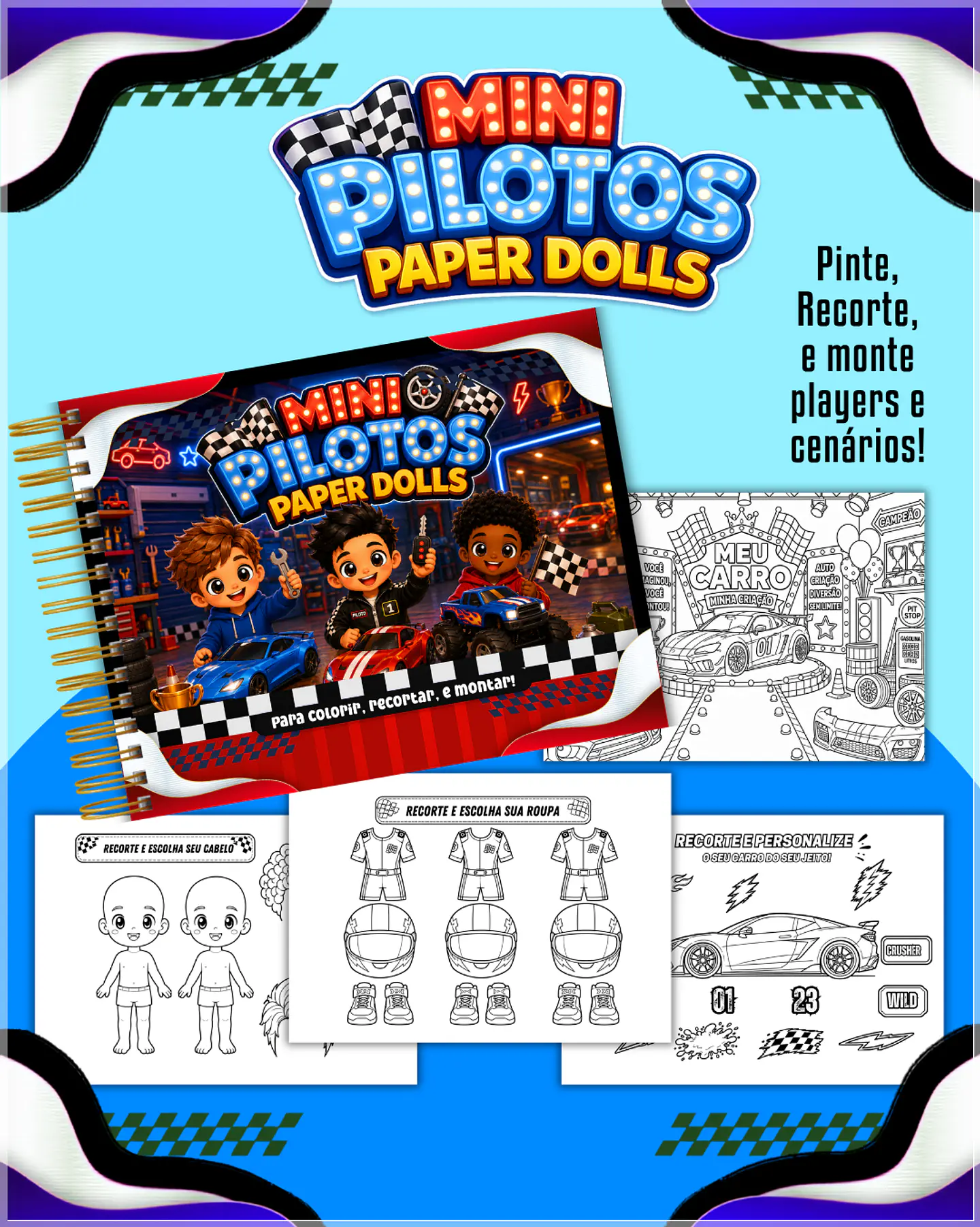 Encadernação - Paper Dolls colorir Carros 1