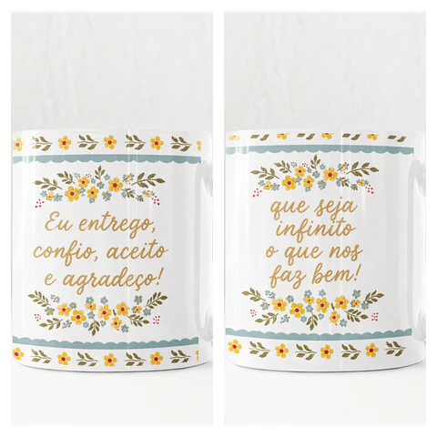 Sublimação - Canecas Frases e Flores Amarelas