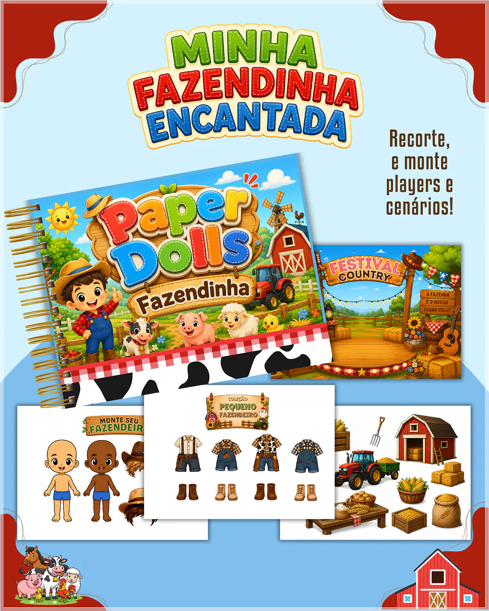 Encadernação - Paper Dolls Fazendinha Menino 1