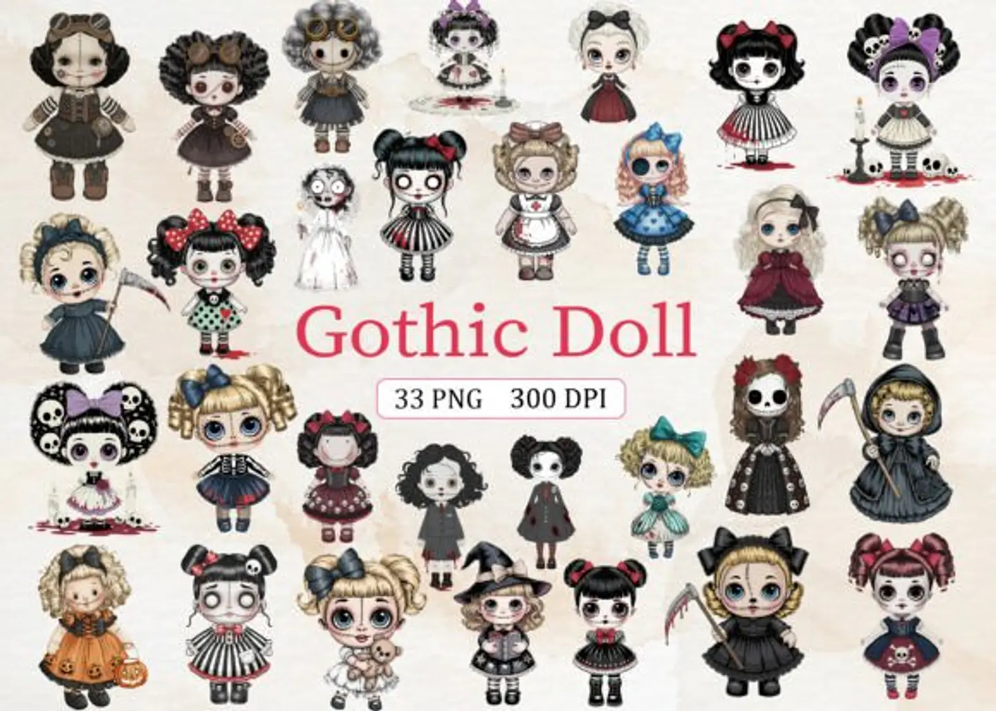Kit Digital Bonecas Dool Gothicas 2 1