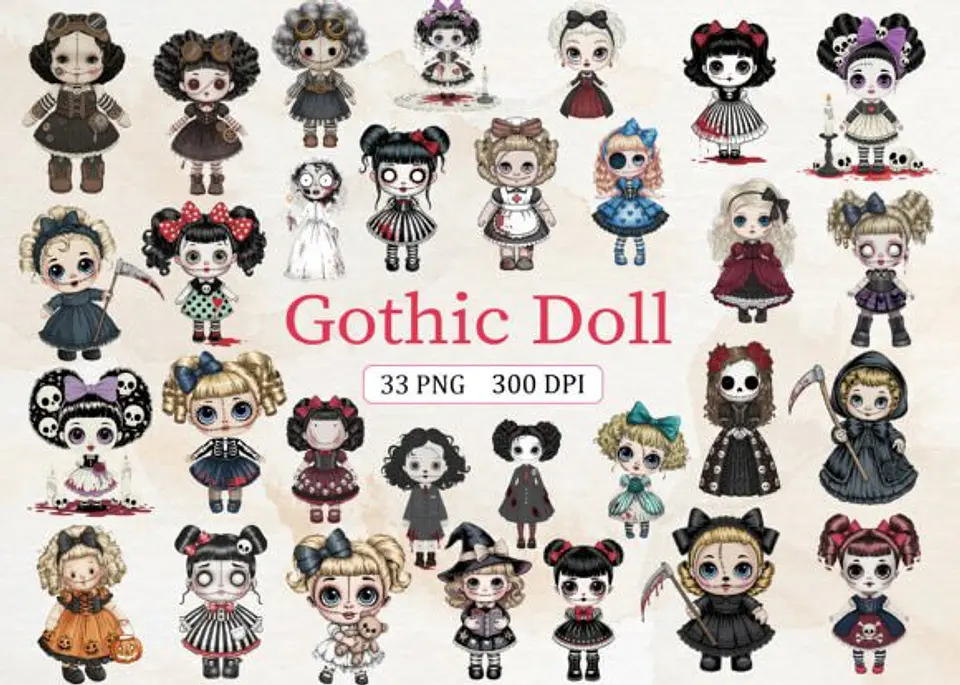 Kit Digital Bonecas Dool Gothicas 2 1