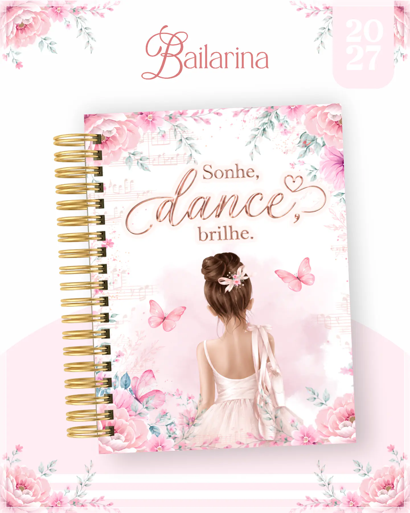 Encadernação - Agenda , Bloquinho , Calendário e Planner Bailarina 1