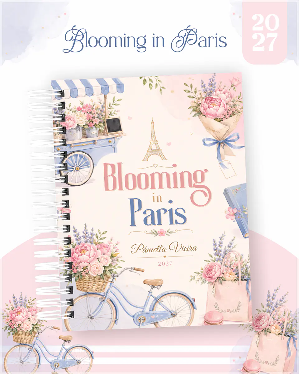 Encadernação - Agenda , Bloquinho , Calendário e Planner Blooming in Paris 1