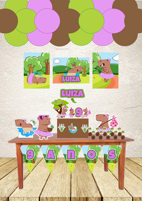 Arquivo de Corte Kit Festa Só um Bolinho Capivara Lilás 2
